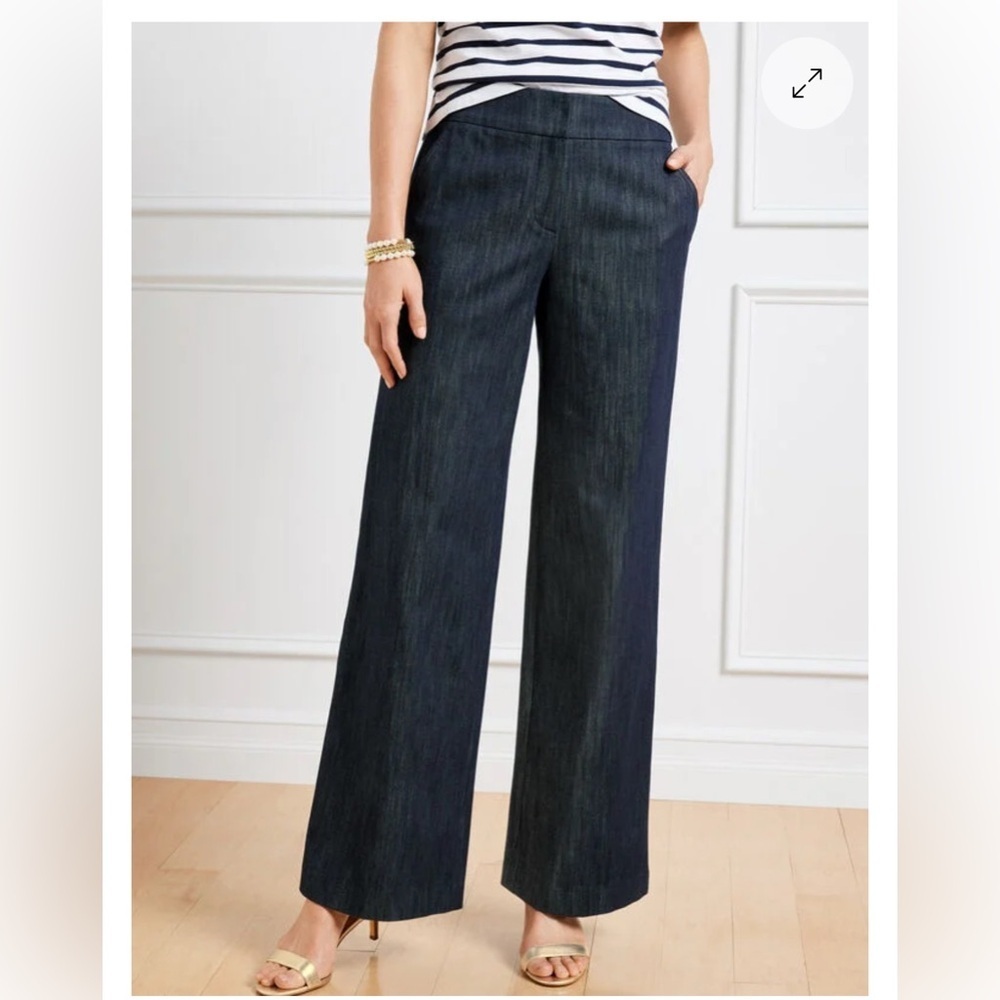 Talbots Greenwich Refined Denim Wide Leg Pants Size 8